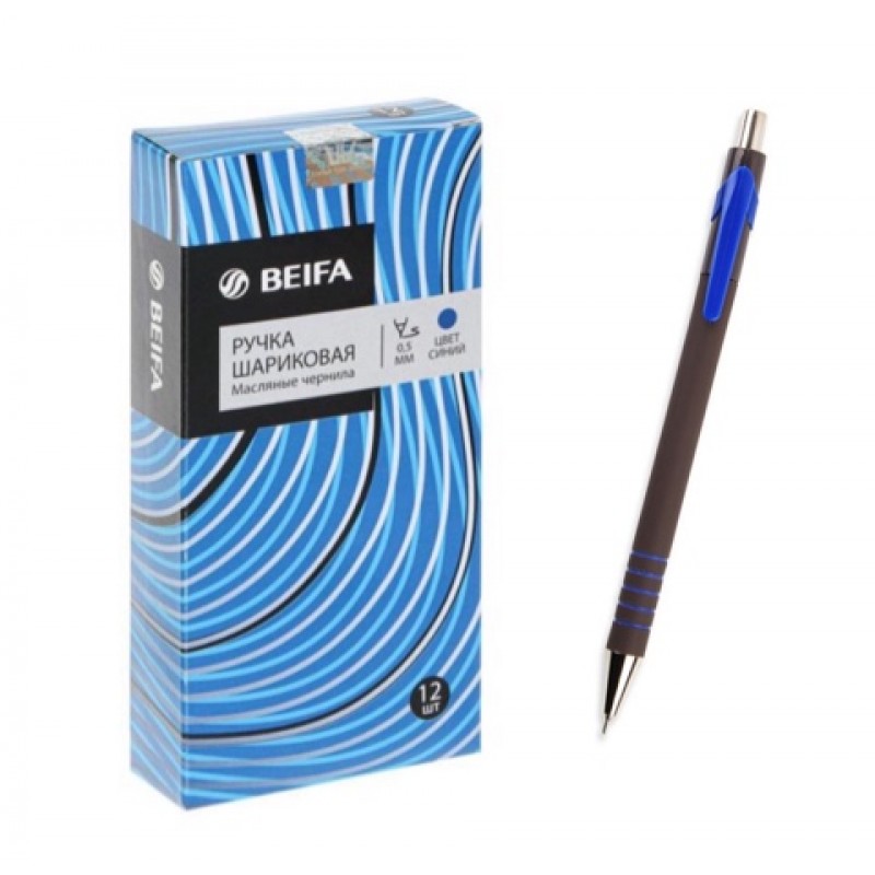 Ручка BEIFAТВ309601-BL шариковая маслянные чернила синия черный корп.автомат 0,5мм (12шт/уп)